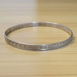 Vintage Beau Sterling Silver Heart Bangle Bracelet 925